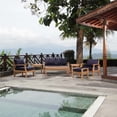 thumbnail image 2 of Modern Contemporary Urban Outdoor Patio Balcony Garden Furniture Lounge Sofa and Chair and Coffee Table Set, Wood, Navy Blue Natural, 2 of 9