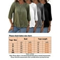 thumbnail image 2 of Haite Casual Loose T-Shirt for Women Summer Basic Solid Color Tops 3/4 Sleeve Crew Neck Pleated Blouse Fashion Elastic Waist Blouse, 2 of 4