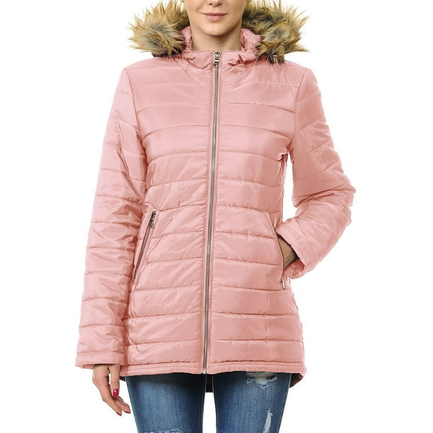 Ma Croix Women's Lightweight Puffer Jacket with Detachable Fur Hood