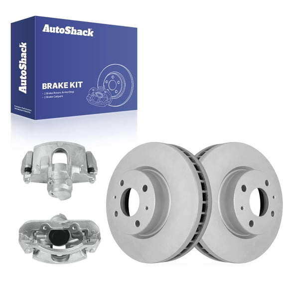 AutoShack Front Vented Coated Brake Rotors   Calipers 4-PC Brake Kit Replacement for 2008-2011 Ford Focus ArmorStop 10.83" (275 mm)