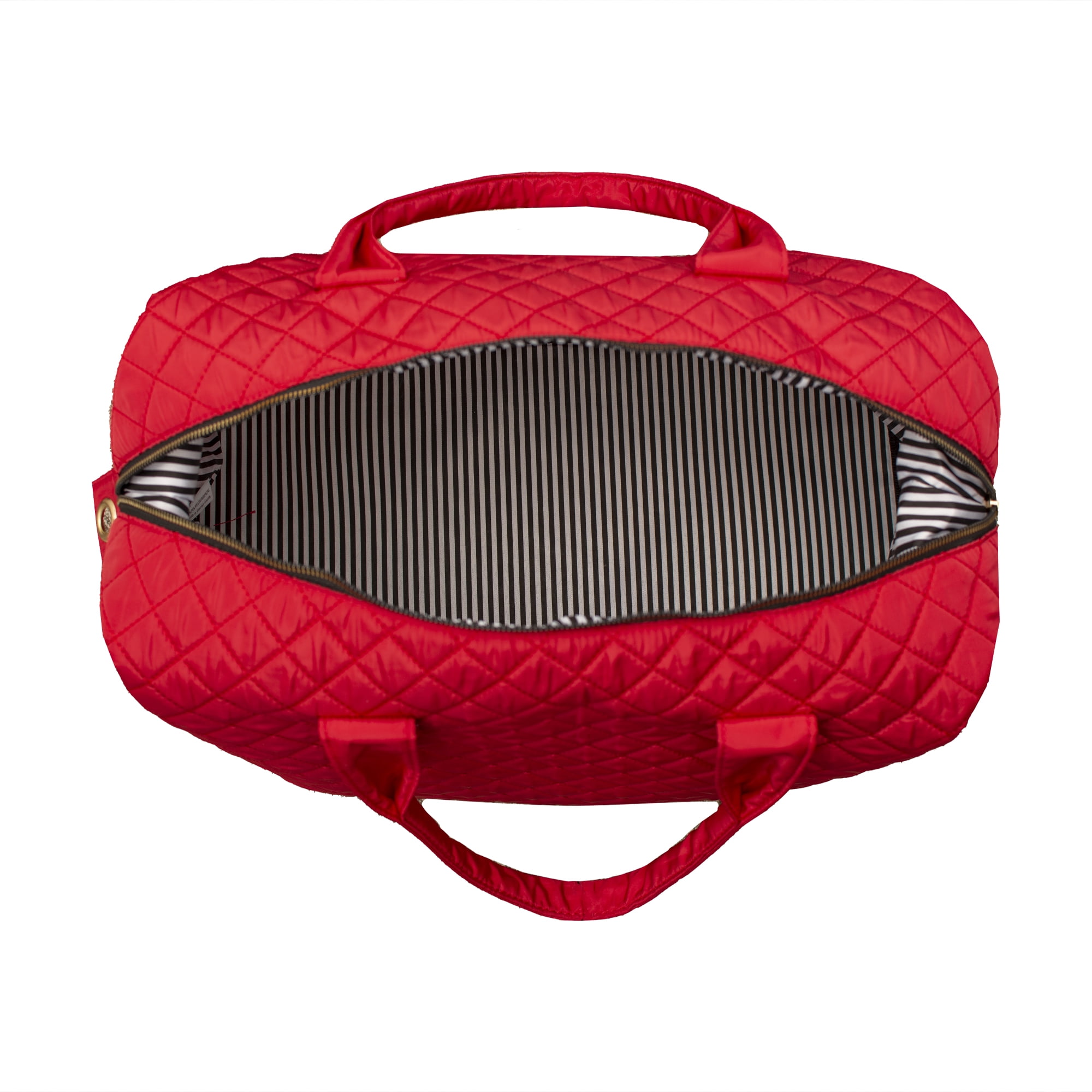Alexis Bendel Red Checkered Pattern Nylon Travel Duffle Tote Bag for Women