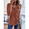 thumbnail image 5 of Women'S Long Sleeve Top Pullover V Neck Casual Loose Sweatshirt Red M, 5 of 8