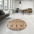 thumbnail image 4 of Ahgly Company Machine Washable Indoor Round Traditional Sienna Brown Area Rugs, 3' Round, 4 of 7