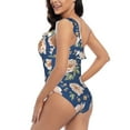thumbnail image 5 of Yiaed Flower Print Women One Piece Swimsuits Tummy Control One Shoulder Bathing Suits Pattern Ruffle Swimwear-X-Large, 5 of 8