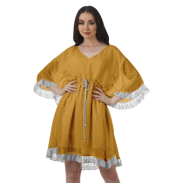 Moomaya Robe de Plage Imprimée Vêtements de Vacances Femmes Robes en Georgette pour Femmes