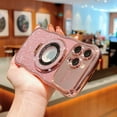 thumbnail image 2 of Compatible with iPhone 11 Case, Luxury Glitter Plating Magsafe Ring Kickstand Case Compatible with MagSafe for Women Girls Shockproof Protective Back Cover with Lens Protector - Rosegold, 2 of 9