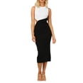thumbnail image 2 of Liacowi Women Sexy Bodycon Midi Dress Sleeveless Contrast Color Patchwork Pencil Dress Casual Tank Dress Slim Fit, 2 of 9