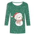 thumbnail image 4 of Fiaer Womens T Shirts Chritmas 3/4 Sleeve Plus Size Snowman Tshirts Crew Neck Trendy Baggy Casual Casual Tops Green1 M, 4 of 4