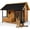 51.9'' Dog House with Food Stand Brown, variant on HomeSheek Large Outdoor Dog House with Bowl Stand, Weatherproof Roof & Iron Frame, Easy Assembly, Pet Kennel for Small Medium Large Breeds