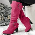 thumbnail image 5 of YLYL Women Knee High Boots Buckle Wide Calf Chunky Mid Heel Side Zipper Dressy Fall Winter Boots, 5 of 8