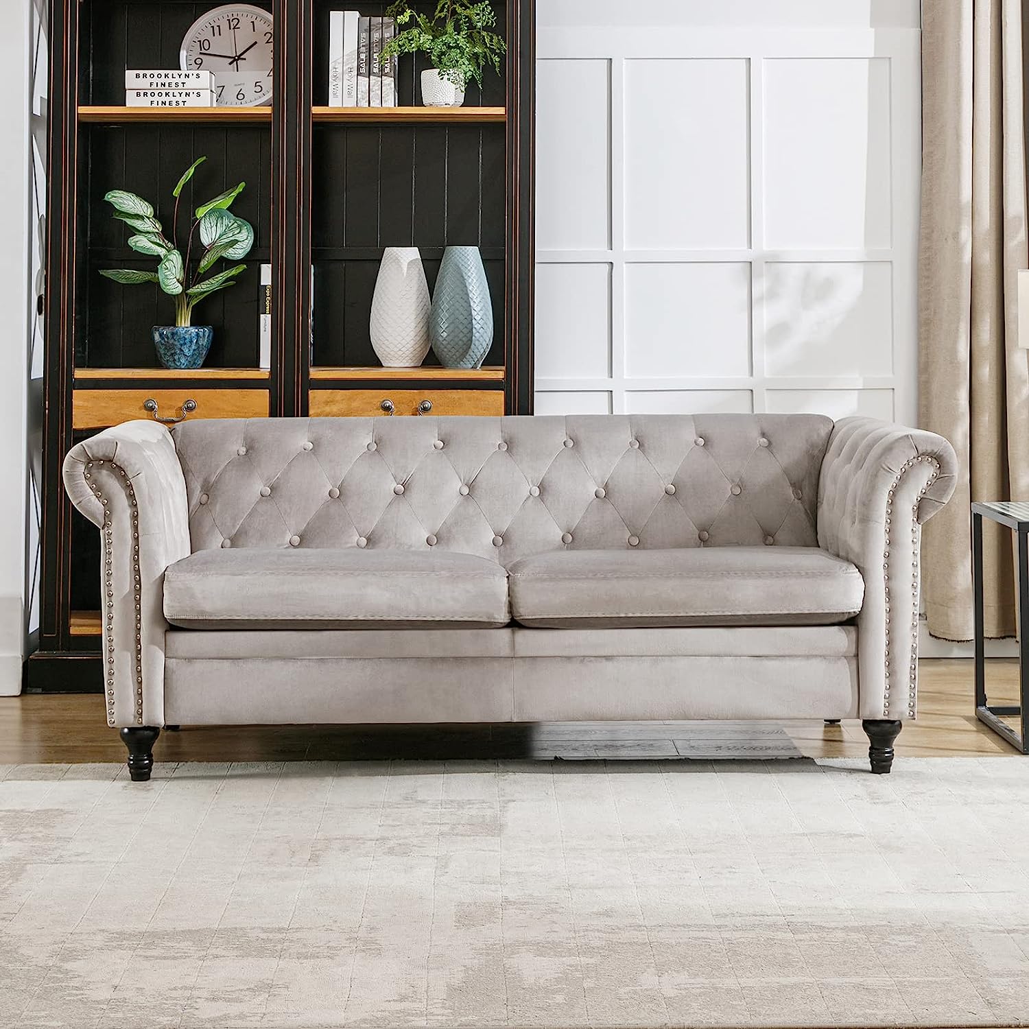 ZAFLY Upholstered Loveseat Couch Velvet Fabric 2Seater Sofa Chair