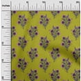 thumbnail image 1 of oneOone Silk Tabby Fabric Leaves & Floral Block Printed Fabric 1 Yard 42 Inch Wide, 1 of 4