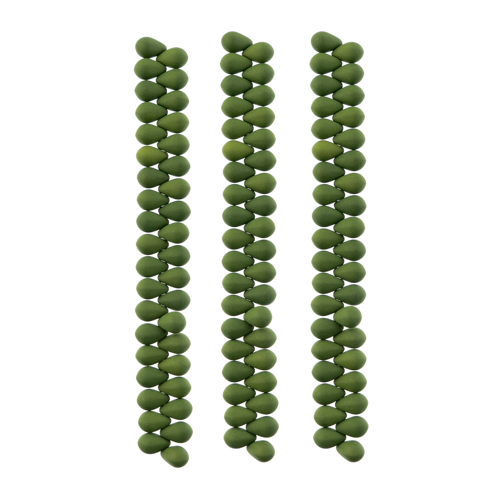 114pcs John Bead 6x9mm Czech Glass White Alabaster Green Teardrop Bead Strands for DIY Jewelry Making Crafts