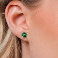thumbnail image 3 of Gem Stone King 14K White Gold Green Nano Emerald Stud Earrings for Women | 3.30 Cttw | Gemstone May Birthstone | Round 8MM, 3 of 6