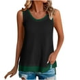thumbnail image 2 of Xunlbb Tank Top for Women Summer Casual Patchwork Fake Two-piece Sleeveless Top T-shirt Round Neck Sleeveless Garment Sleeveless Tops for Women S-2XL, 2 of 6