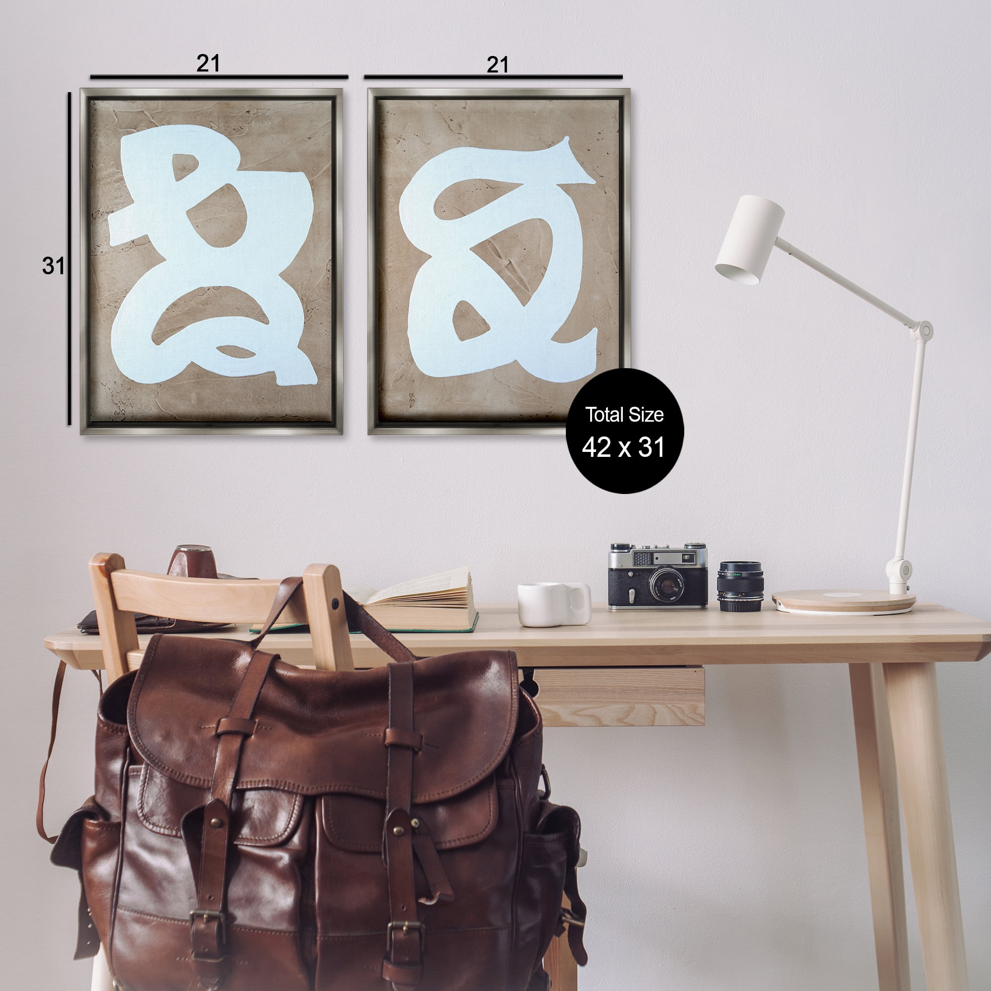 Stupell Industries Abstract Squiggle Line Abstract Painting Gray Floater Framed Canvas Art Print Wall Art, 21 x 31, Set of 2