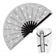 thumbnail image 5 of Abanico de Mano Plegable Grande con Purpurina para Hombre y Mujer, Ideal para , Festivales, Clubes, Fiestas y Bailes, Plateado., 5 of 5