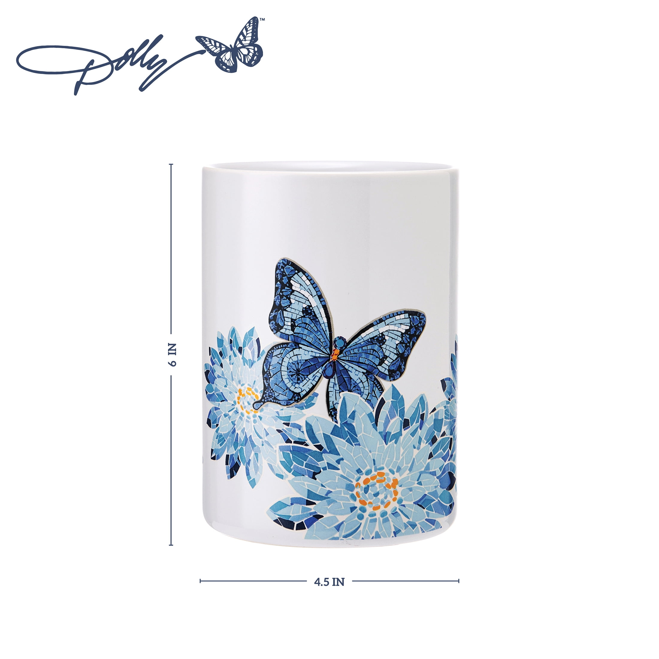 Dolly Parton Stoneware 4.5" x 4.5" x 6" Crock, Butterfly