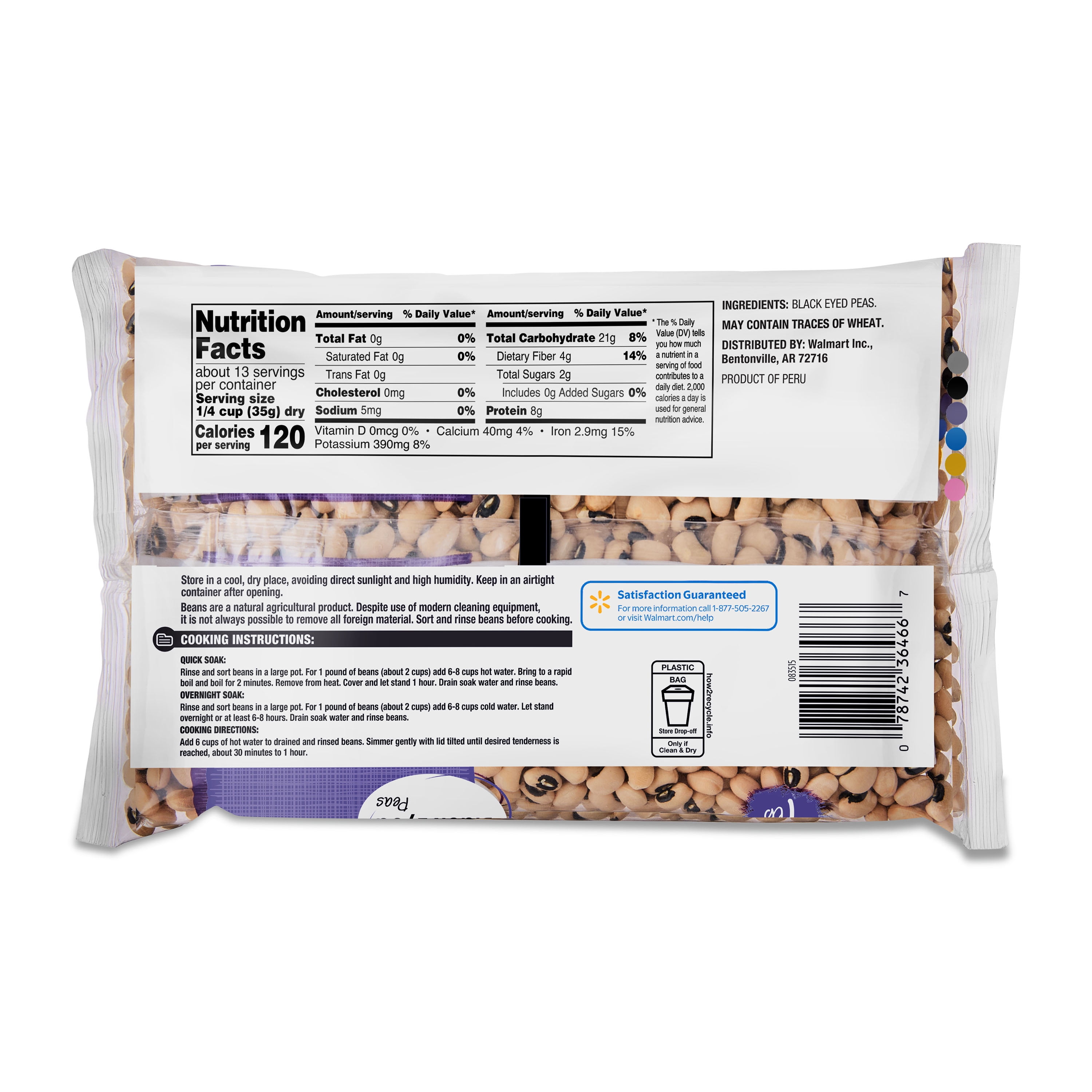 (10 pack) Great Value Black Eyed Peas, 1 lb