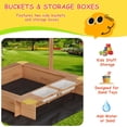 thumbnail image 3 of Luku Kids' Outdoor Wooden Sandbox Large with 2 Plastic Boxes, Sand Box with Adjustable Canopy, Bottom Liner, Spacious Kids Sand Pit for Beach, Patio, Backyard(39x39in), 3 of 8