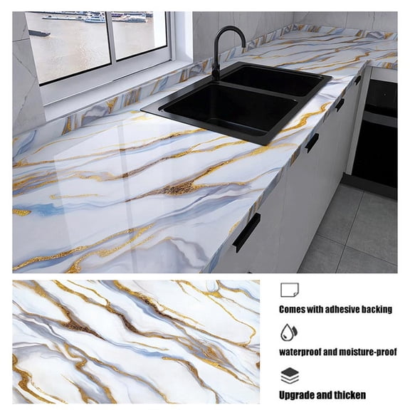55CM DIY Adhesive Wall Wallpaper Marble Dining Room Kitchen Cabinet Decoration Mold Resistant And Waterproof Wall Sticker Home