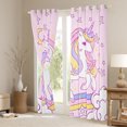 thumbnail image 3 of Manfei Dreamy Pink Unicorn Black Out Curtains, Cartoon Cloud Stars Print Curtains Pack of 2 (42x63 Each), Fairy Tale Animal Bedroom Curtains, Living Room Curtains Decor, 3 of 6