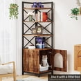 thumbnail image 5 of Tribesigns Corner Litter Box Enclosure, 4-Tier Hidden Cat Litter Box Furniture with Door, Industrial Indoor Cat House Washroom with Storage Shelves, Rustic Brown, 5 of 7