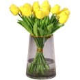 thumbnail image 1 of RV 20 piezas de tulipanes artificiales de látex de tacto Real, flores de tulipanes falsos, ramos de boda para decoración del jardín del hogar, color amarillo Rojo Verde, 1 of 5