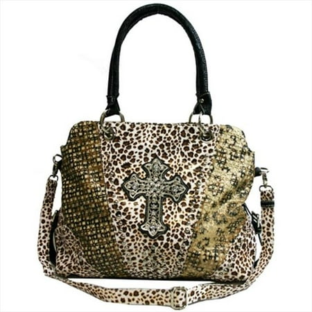 Leopard Print Tote - Ritz Enterprises CR660-LP Womens Rhinestone Studded Tote Bag With Laser Cut, Leopard
