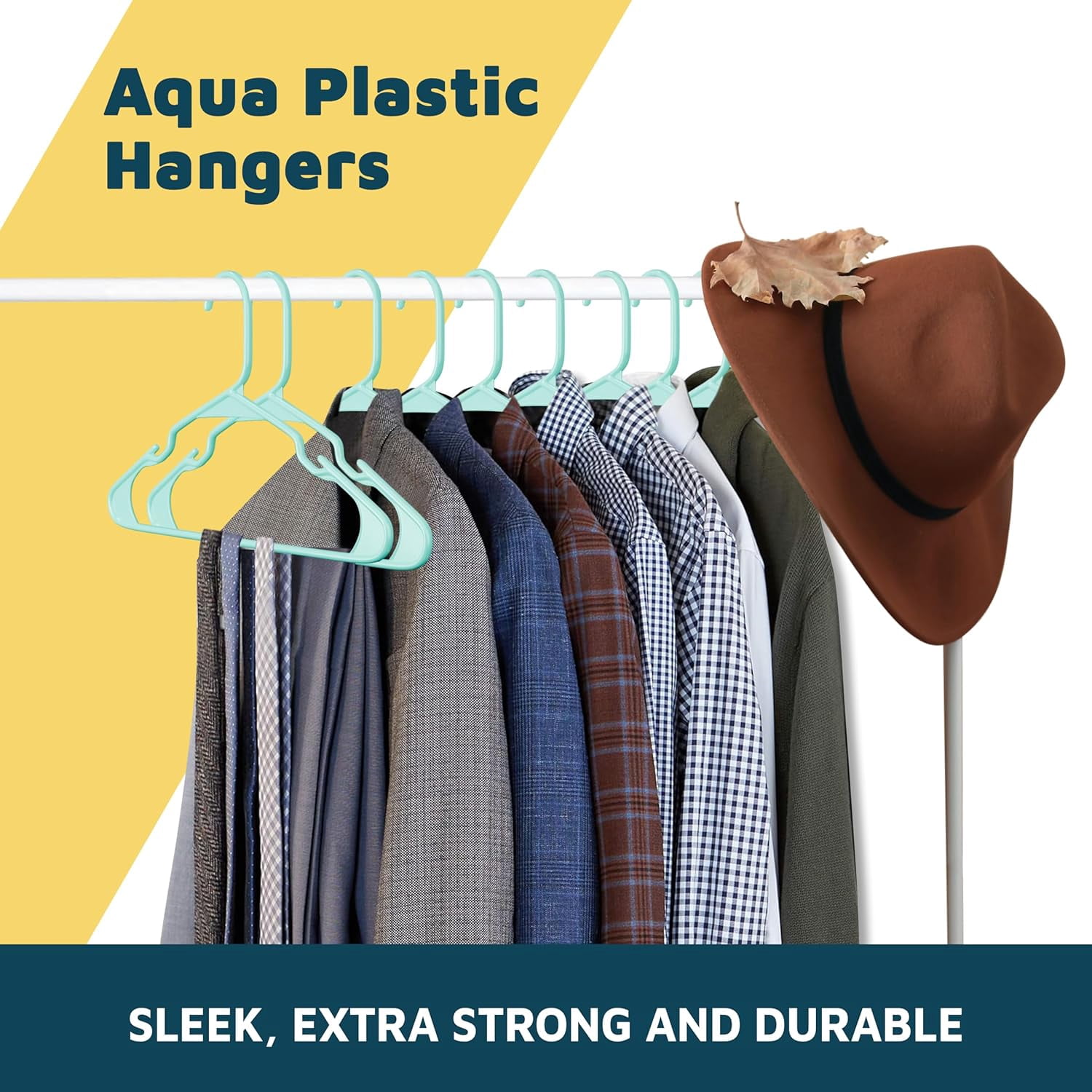 Lifemaster Plastic Clothes Hangers – Heavy Duty Hanger Set, For Organizing Clothes, Dresses, and Coat, Holds Up To 5 lbs, Space-saving Hangers with Non-Slip Shoulder Grooves, Pack of 120, Aqua