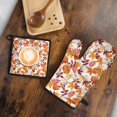 thumbnail image 5 of Fall Pumpkins Leaves Pattern Kitchen Oven Mitt and Pot Holder Sets 2 Pcs for Baking, Cooking and Grilling, Heat Resistant Up To 392 °F, 5 of 7