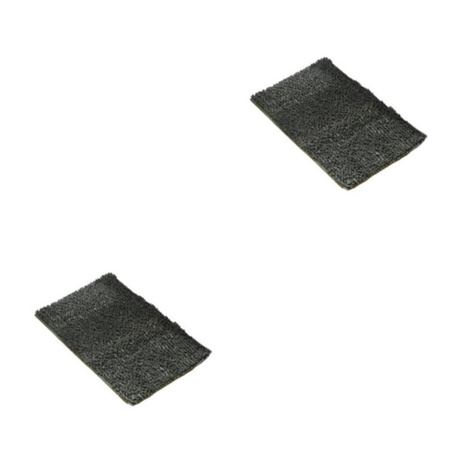 Youkk Tapis de Bain en Polyester Chenille - Forte Absorption d'Eau Texture Douce Sans Perte Gris Foncé 40cm*60cm 2ensemble