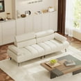 thumbnail image 3 of 3-Seater Sofa Bed, Faux Leather Futon Sleeper Couches, Adjustable Backrests and Armrest Headrests with Split Two Separate Sectional Sofas, Living Room, Bedroom Convertible Recliner Sofa Bed, White, 3 of 9