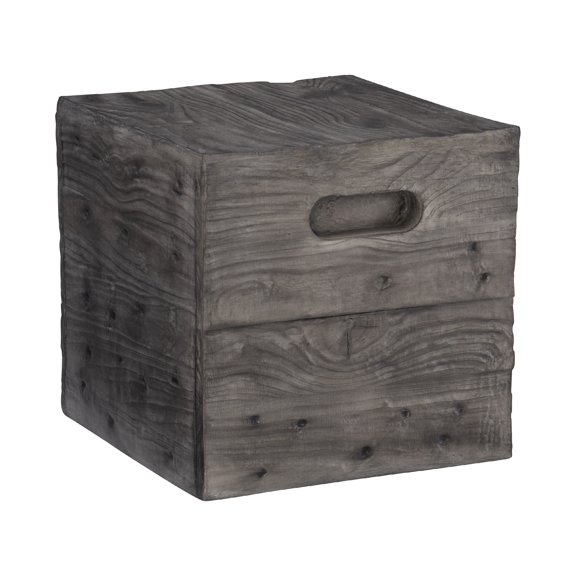 Linon Warner Resin Crate Accent Table in Gray