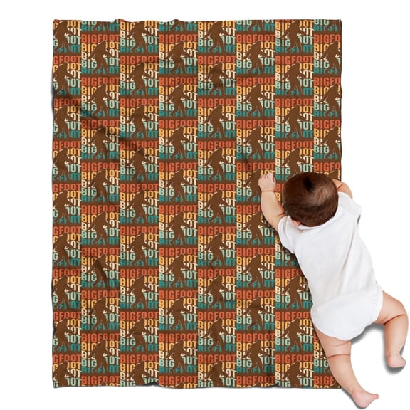 Multicolor Bigfoot and Text Pattern Blanket,Comfortable Soft Flannel Throw Blanket,All Season,Warm Lightweight Blankets for Sofa Bed Couch Living Room Chair,30"x40"