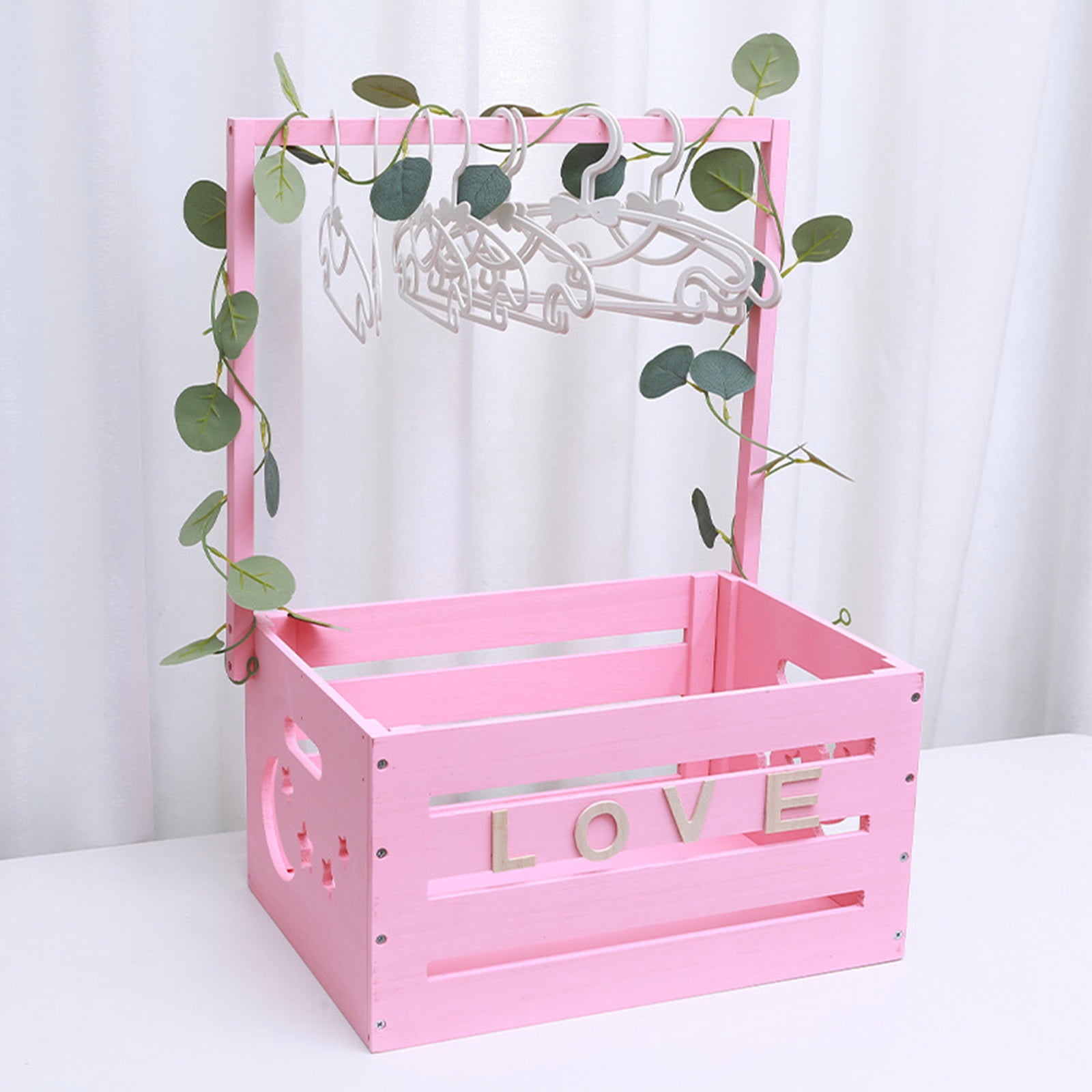 Wooden Baby Basket with Handle, Large Capacity Practical Wooden Box for Baby Shower Gifts, Kids Toy Storage and Laundry Organizer for Nursery and Home