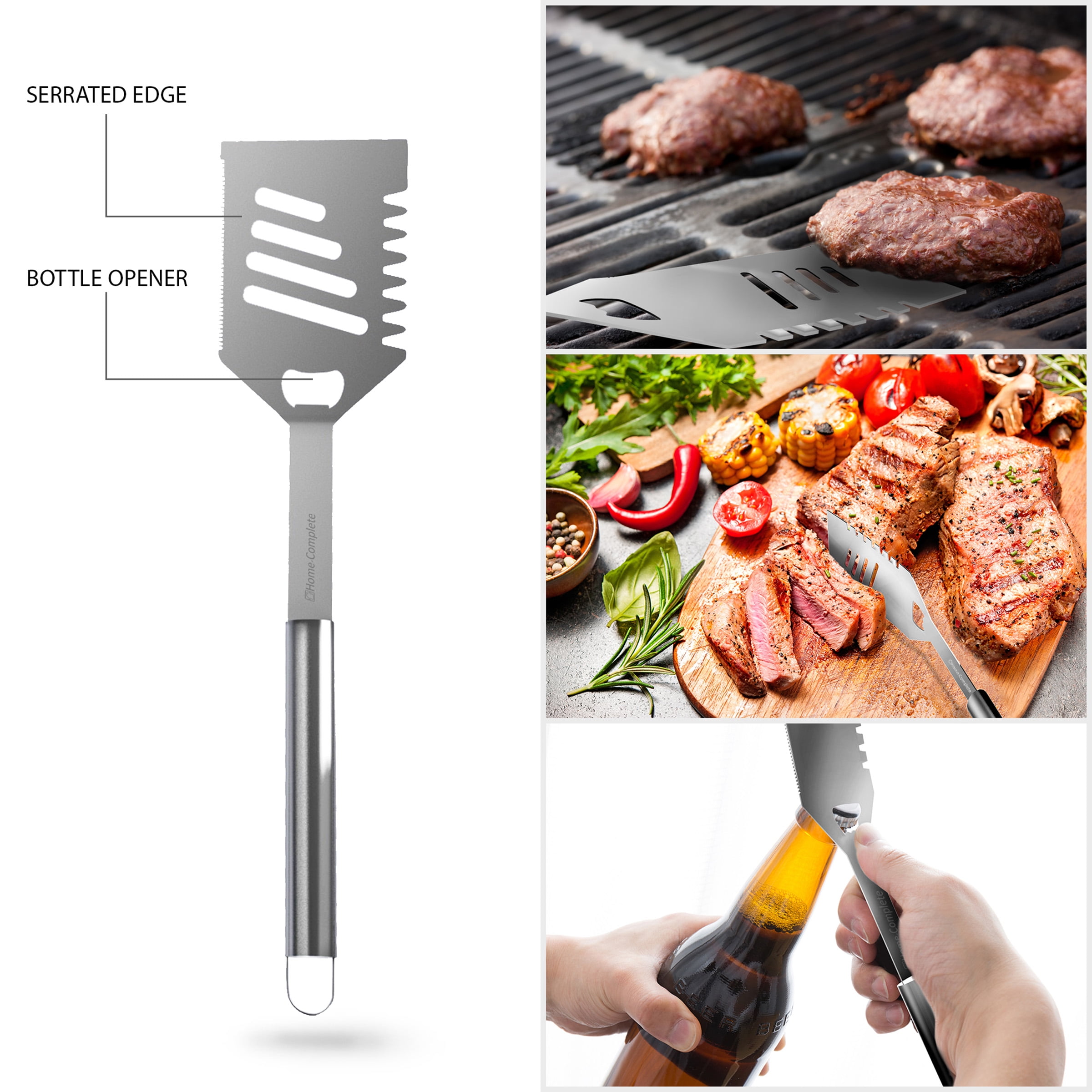 BBQ Tool Set-7 in 1 Spatula with 4 pcs Stainless Steel Corn Cob Holders for  BBQ, Multifunctional BBQ Accessories Set, Grill Tools Set with Wooden