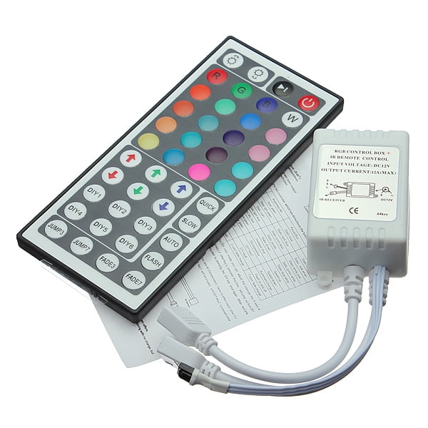 5M RGB 5050 Waterproof LED Strip Light SMD 44 IR Remote 12V US Power ...