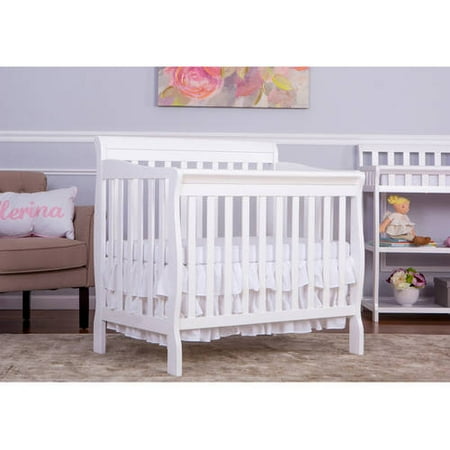 Dream On Me Aden 4-in-1 Fixed-Side Convertible Mini Crib, White
