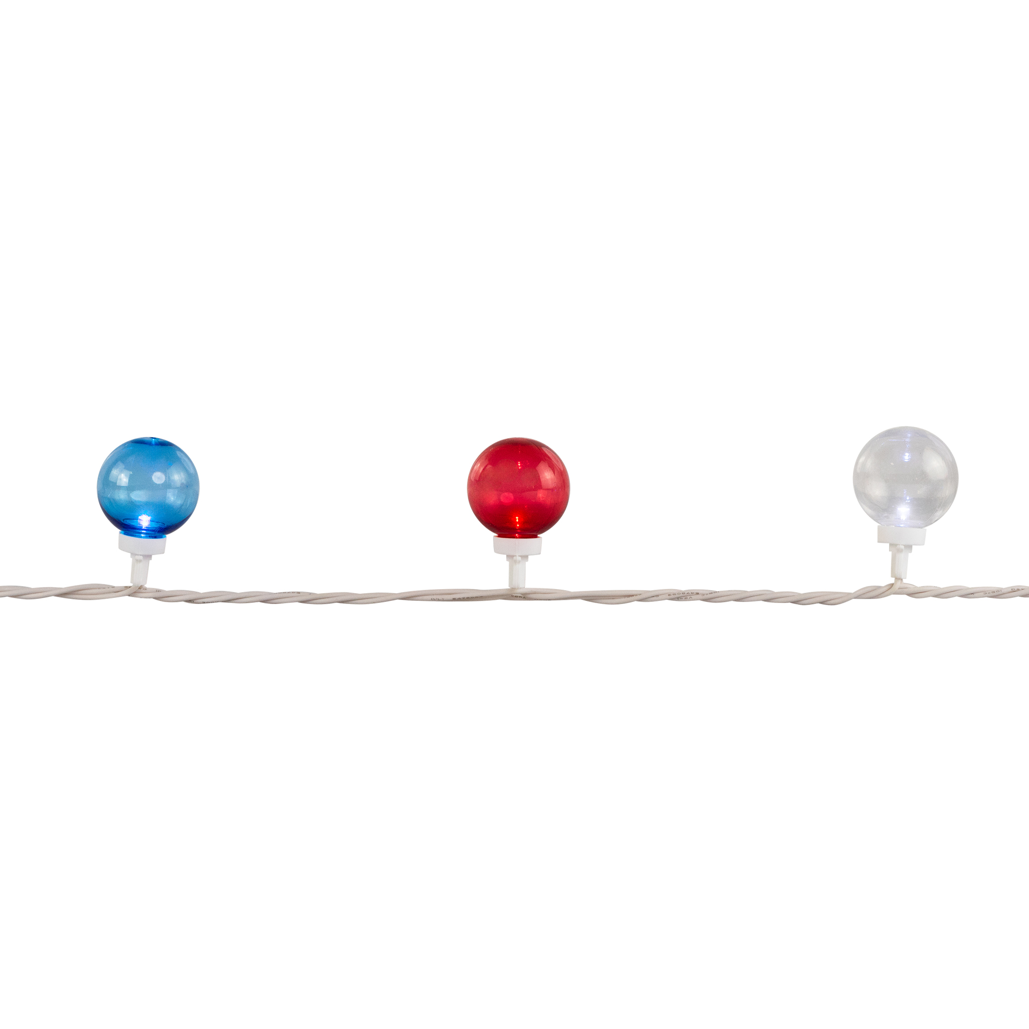 LED G40 Patriotic Christmas Lights - Red Clear and Blue - 11' White Wire - 50ct