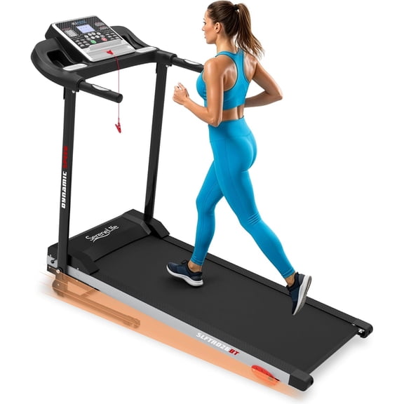 Folding Motorized Treadmill, 1.0 HP Running Machine with 12 Preset Programs, Max Speed 6.0 MPH, 3" LCD Display, Phone & Tablet Holder