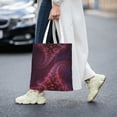 thumbnail image 2 of DouZhe Reusable Grocery Bags, Future Galaxy Fractal Particles Lightweight Polyester Canvas Cloth Tote Bag for Travle Gym Shopping School, 15" x 16", 2 of 7