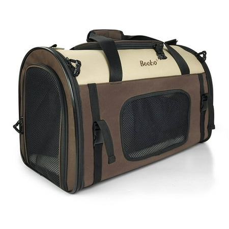 Becko Brown & Beige Expandable Pet Carrier with