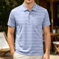 thumbnail image 2 of Mens Polo Shirts Summer Short Sleeve Striped Casual Golf Shirts Collared Button T Shirt with Pocket Size M-4XL Blue, 2 of 5
