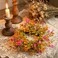 thumbnail image 6 of Dongrere Fall Floral Wreath Autumn Leaves Berry Flower Candle Ring Table Centerpiece Wreath for Thanksgiving Home Decor, 3 Inch, A, 6 of 6