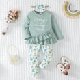 thumbnail image 3 of Toddler Baby Girls Clothes 4T Girls Outfits 5T Girls Long Sleeve Top Floral Pants 3PCS Clothing Set Green, 3 of 10