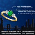 thumbnail image 2 of Gem Stone King 18K Yellow Gold Plated Silver Green Nano Emerald and Lab Grown Diamond Engagement Ring for Women | 0.94 Cttw | Oval 7X5MM | Gemstone May Birthstone | Size 5, 2 of 6