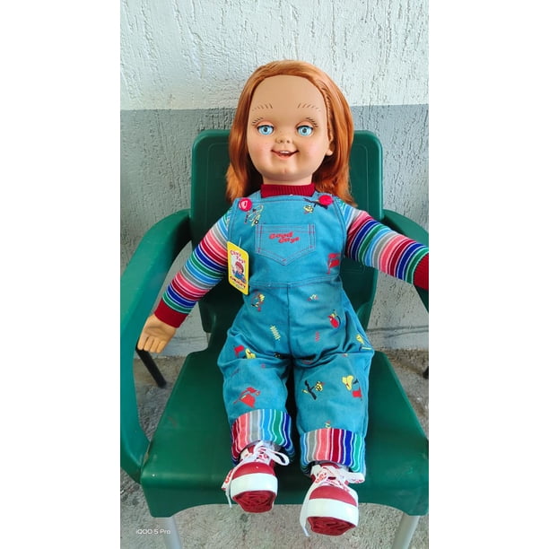 Muñeco chucky ojitos dormilones, cuerpo de felpa de 80 cm con huella y agujetas reales