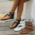 thumbnail image 5 of IUJSOY Women's Gladiator T-Strap Sandals Clip Toe Roman High Top Ankle Buckle Strap Flat Sandals, 5 of 9