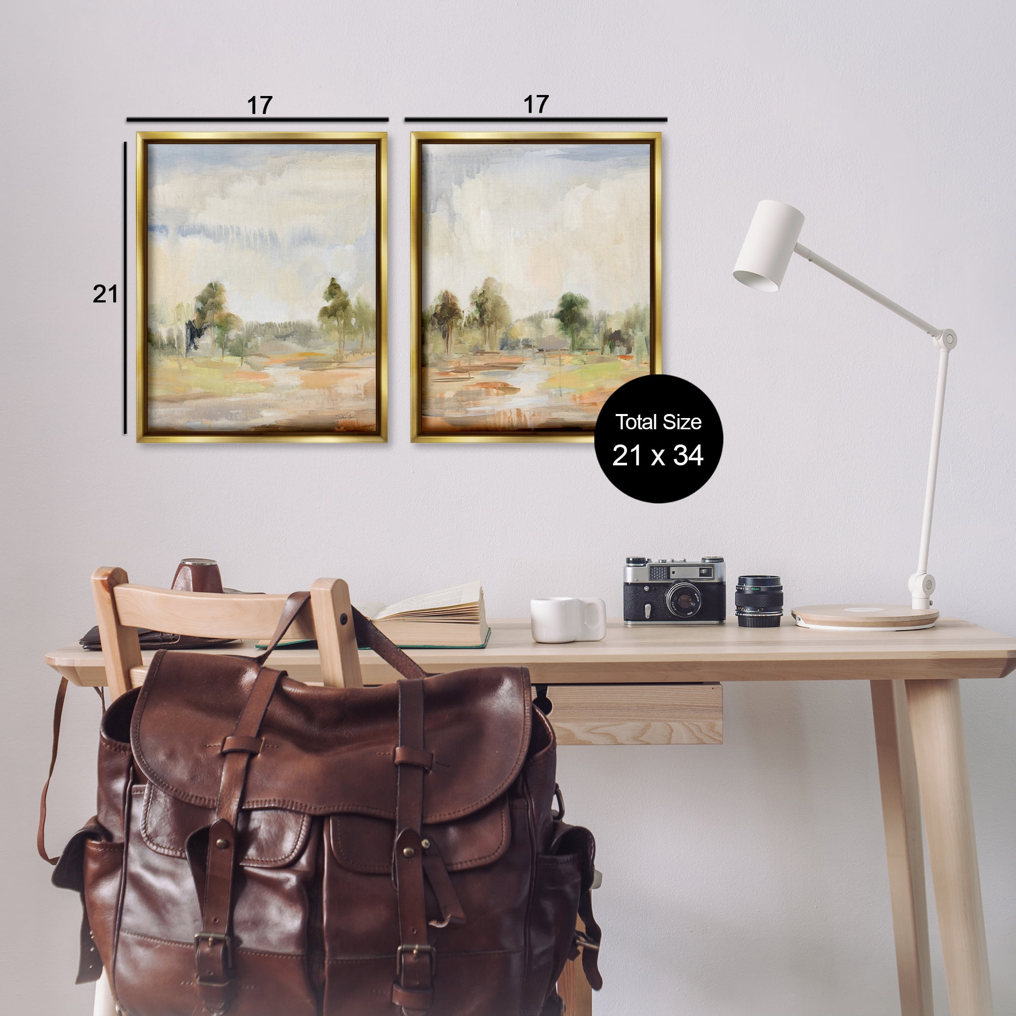 Stupell Industries Summer Rainstorm in the Woods Landscape & Nature Painting Gold Floater Framed Canvas Art Print Wall Art, 17 x 21, Set of 2
